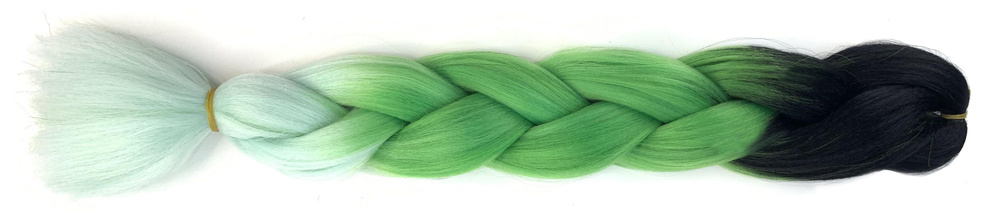 Канекалон для волос трехцветный черный/зеленый/светло-зеленый  #1