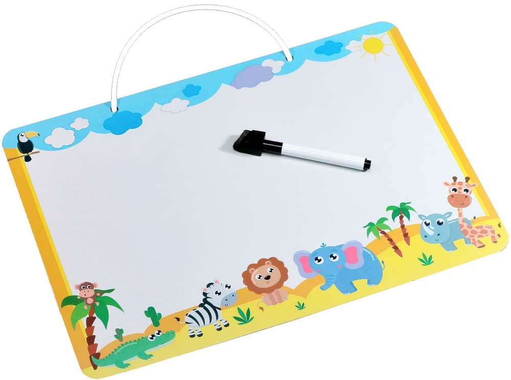 Планшет маркерный детский "Африка" подвесной, настенная доска пиши-стирай для рисования и письма, развитие #1