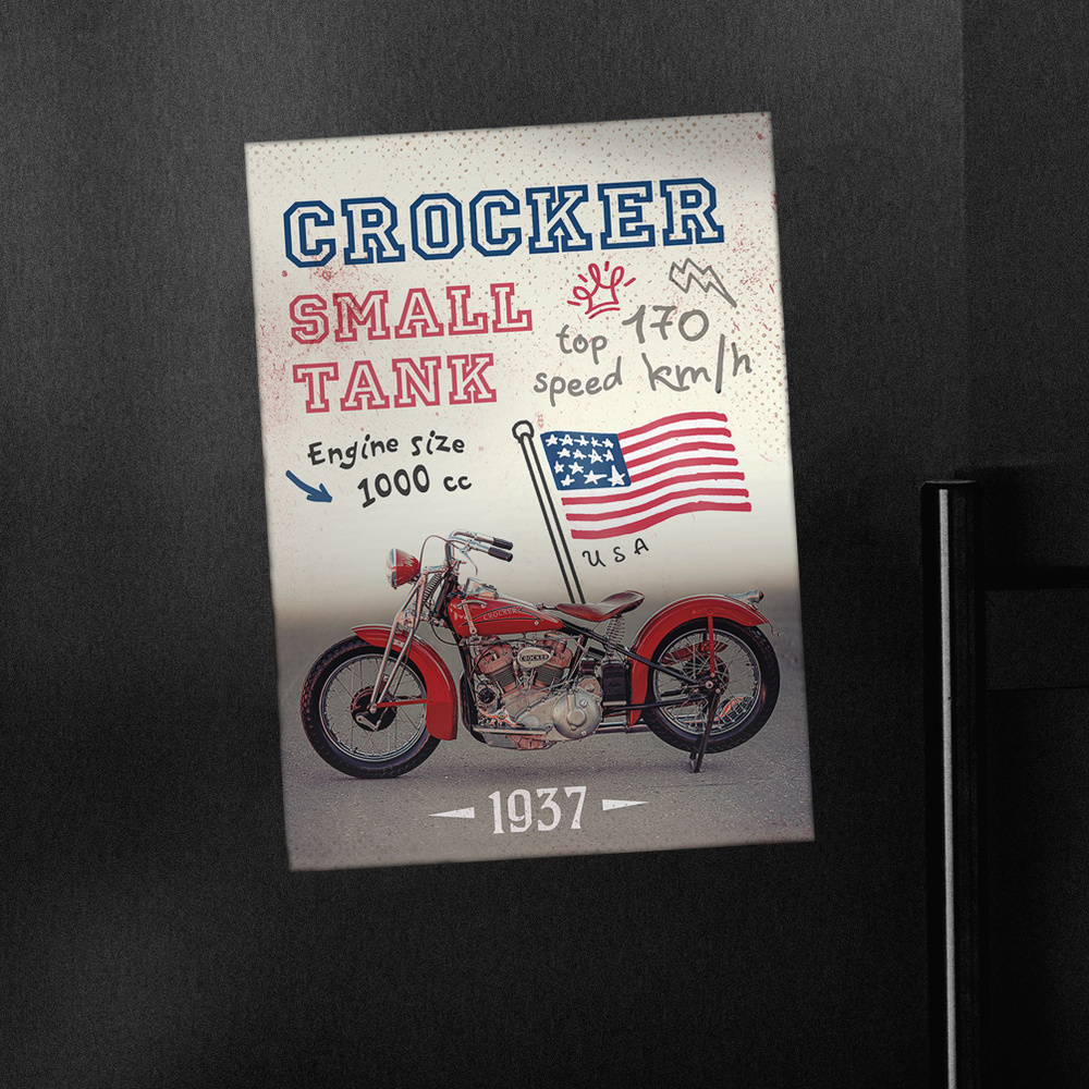 Магнит на холодильник с мотоциклом Crocker Small Tank, 1937 г.в. #1