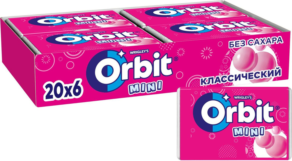 Жевательная резинка Orbit Классический, без сахара, 20 пачек по 10,2 г  #1