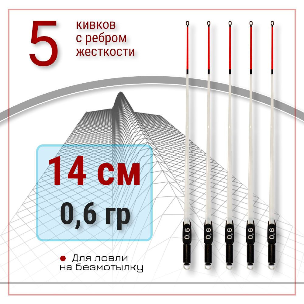 Набор 5 шт. лавсановых сторожков кивков Левша-НН "Style Rib Slim" (для тонких шестиков от 0.8 до 2мм) #1