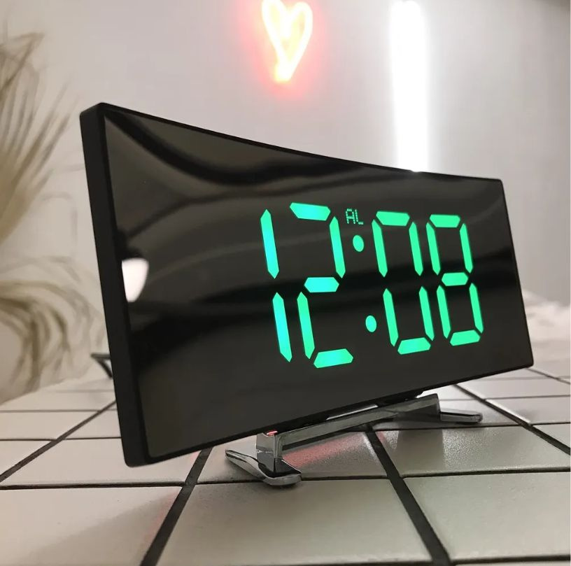 Цифровой будильник изогнутый, светодиодный экран, настольные часы, домашний декор, светодиодные часы #1