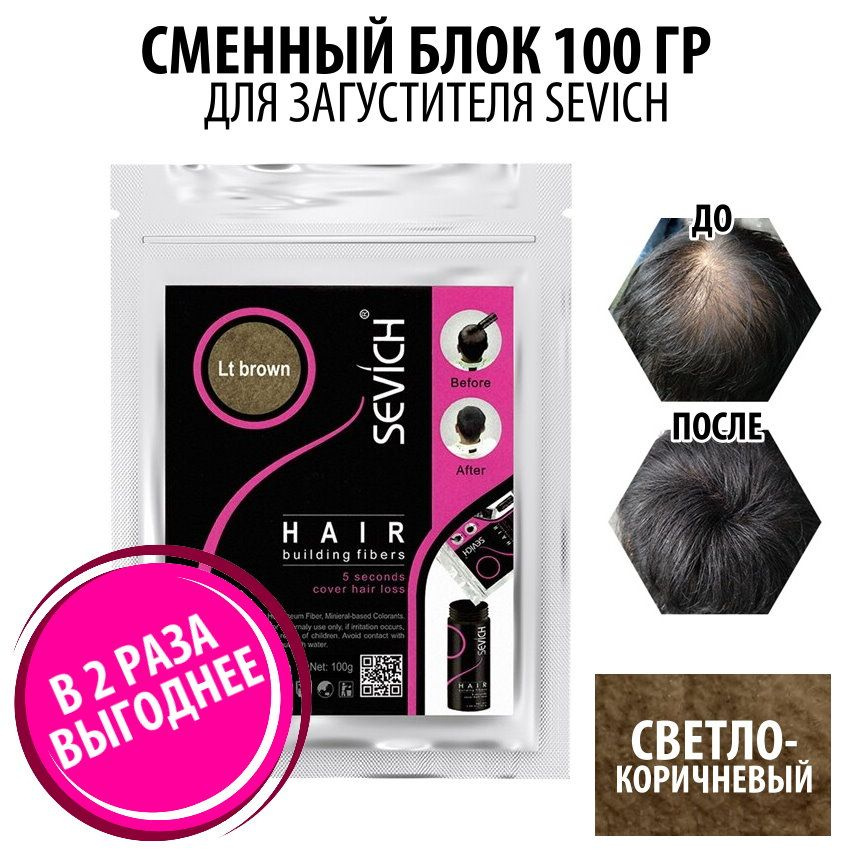 Загуститель для волос Sevich Hair Fibers, 100 гр, light brown #1