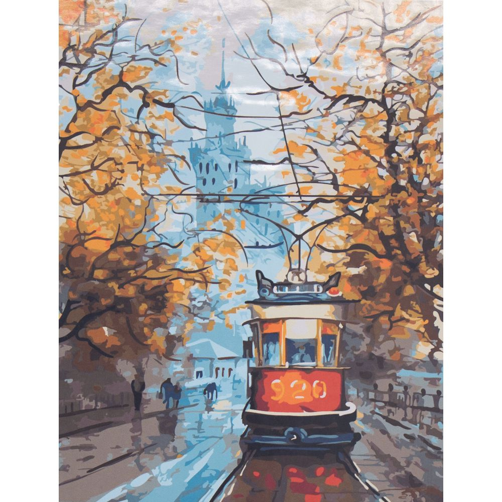 Картина по номерам на холсте Paintboy "Осенний трамвайчик" 40х50 см подарки на 8 марта женщине  #1