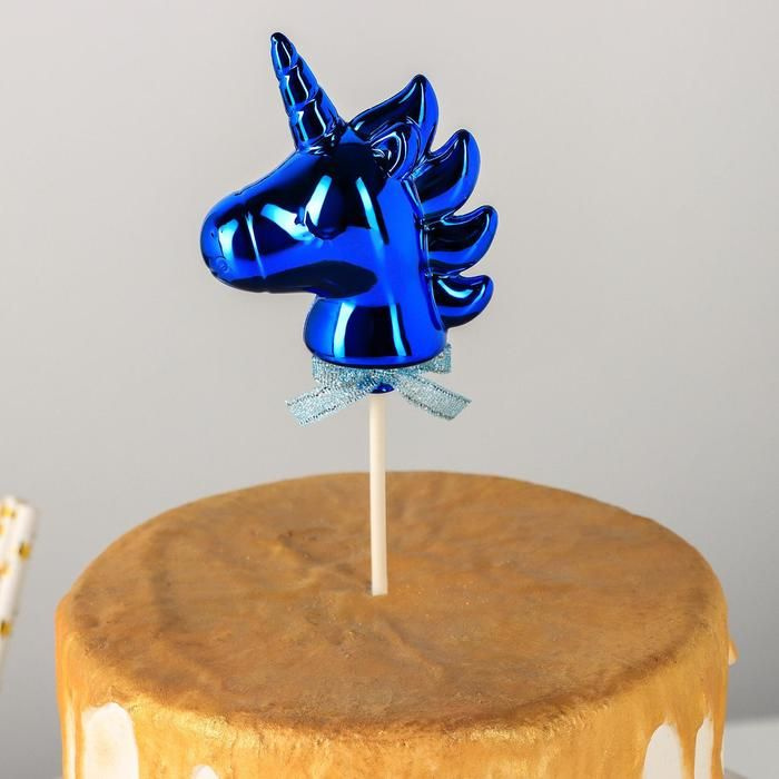 Топпер КНР на торт "Единорог", 21х7см, цвет синий (6912039) #1