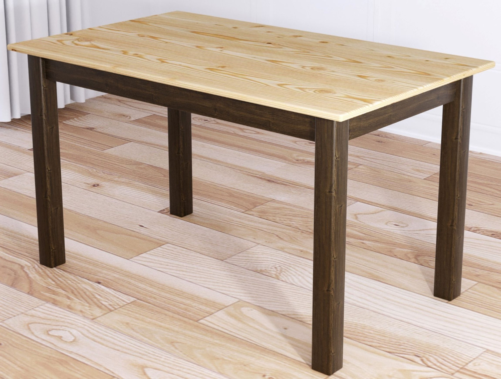 Стол кухонный Классика из массива сосны, лакированная столешница 20 мм и ножки цвета темного дуба, 120х60х75 #1