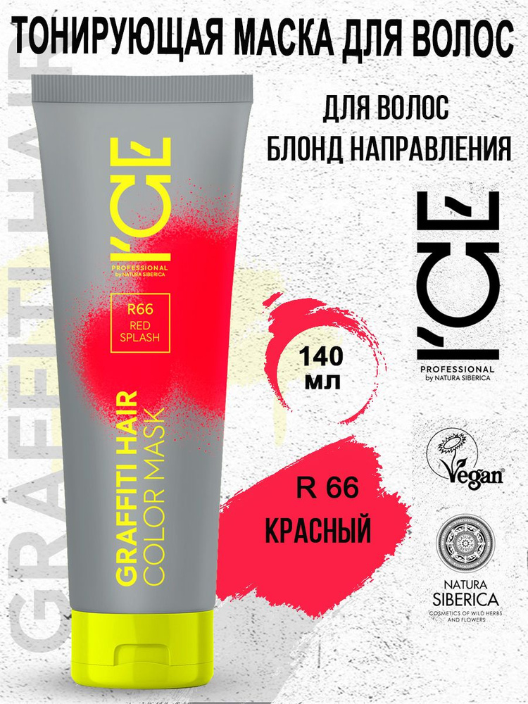 ICE PROFESSIONAL by NATURA SIBERICA Тонирующая маска для волос R66 Red Splash Color Mask 140 мл  #1