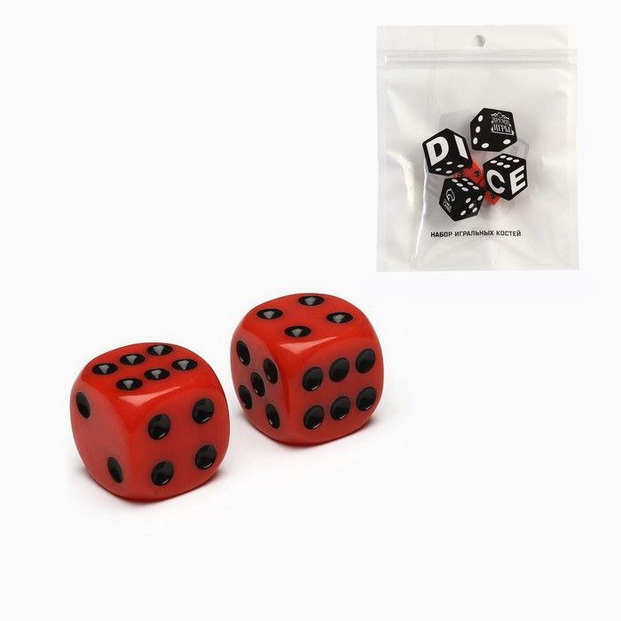 Время игры, Кубики игральные "Время игры", 1.6х1.6 см, красные с черными делениями, 2 набора по 2 штуки #1
