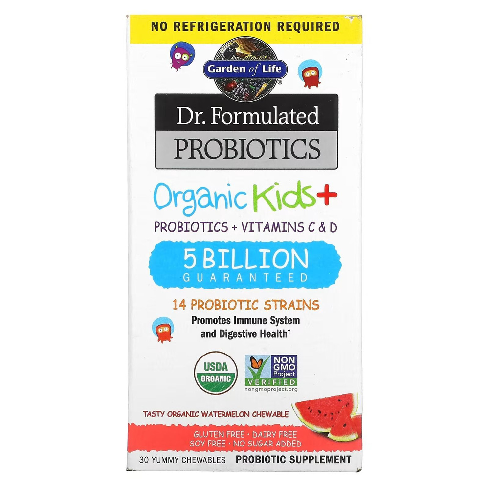 Garden of Life, Dr. Formated Probiotics, Organic Kids +, органические пробиотики со вкусом органического #1