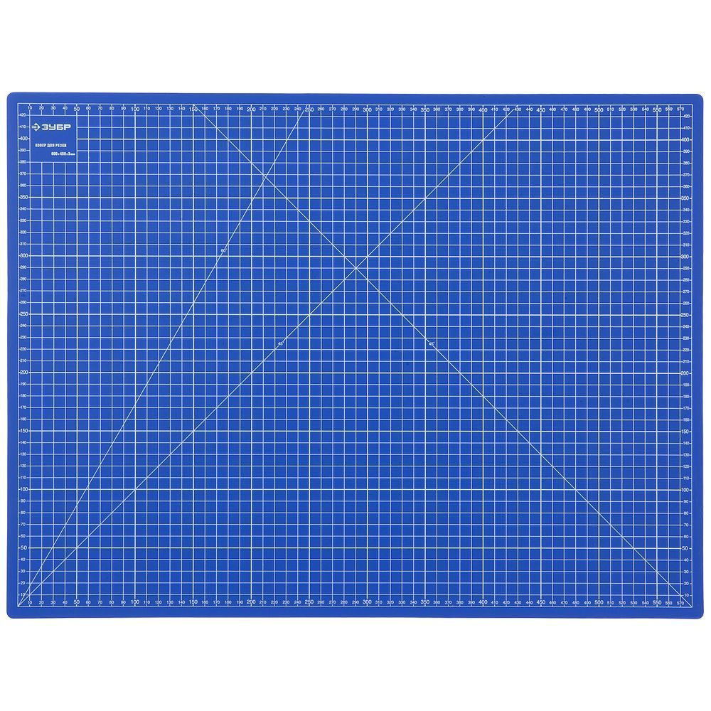 Коврик ЗУБР "ЭКСПЕРТ", не прорезаемый, 3мм, цвет синий, 600х450 мм, 09901  #1