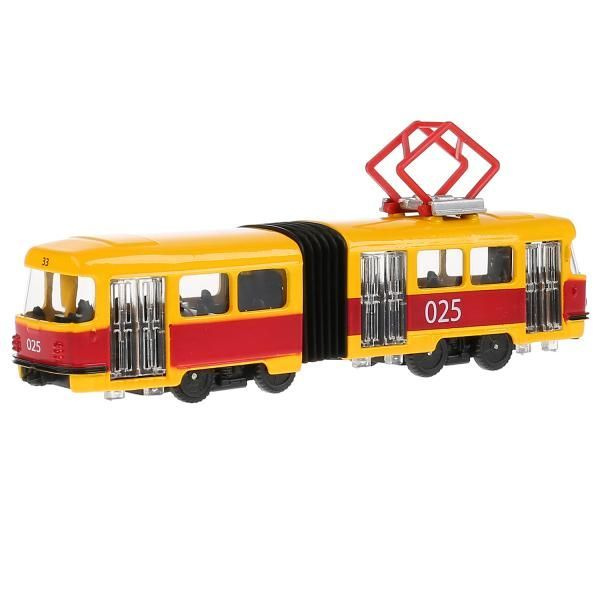 Машинка для мальчика металлическая свет-звук Трамвай с гармош., 19 см, Технопарк  #1