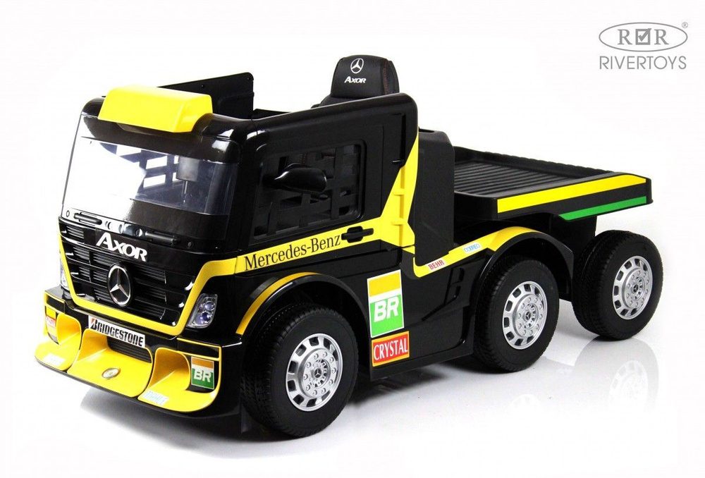 Детский электромобиль Mercedes-Benz Axor с прицепом и пультом ДУ (H777HH) желтый  #1