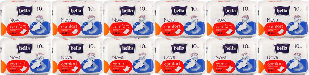 Прокладки гигиенические Bella Nova Comfort soft, комплект: 12 упаковок по 10 шт  #1