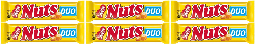 Шоколадный батончик Nuts Duo, комплект: 6 упаковок по 66 г #1