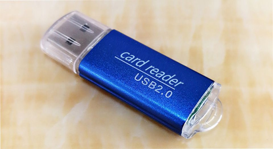 Картридер usb для microSD карт памяти синий #1