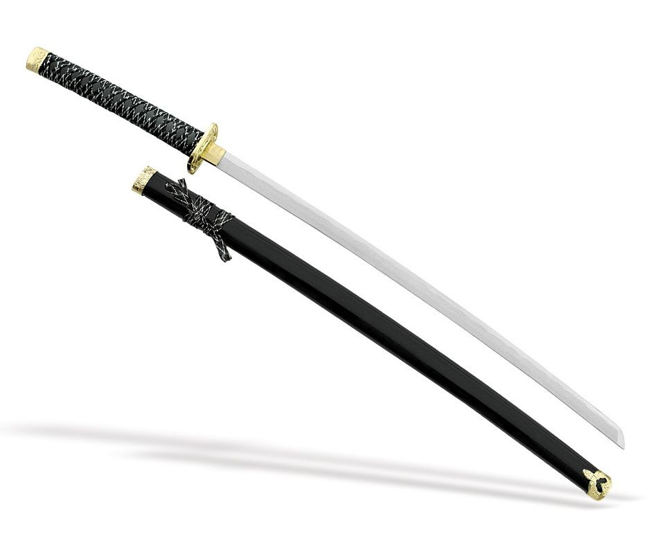 Самурайский меч Катана (черные ножны, золотая цуба) #1