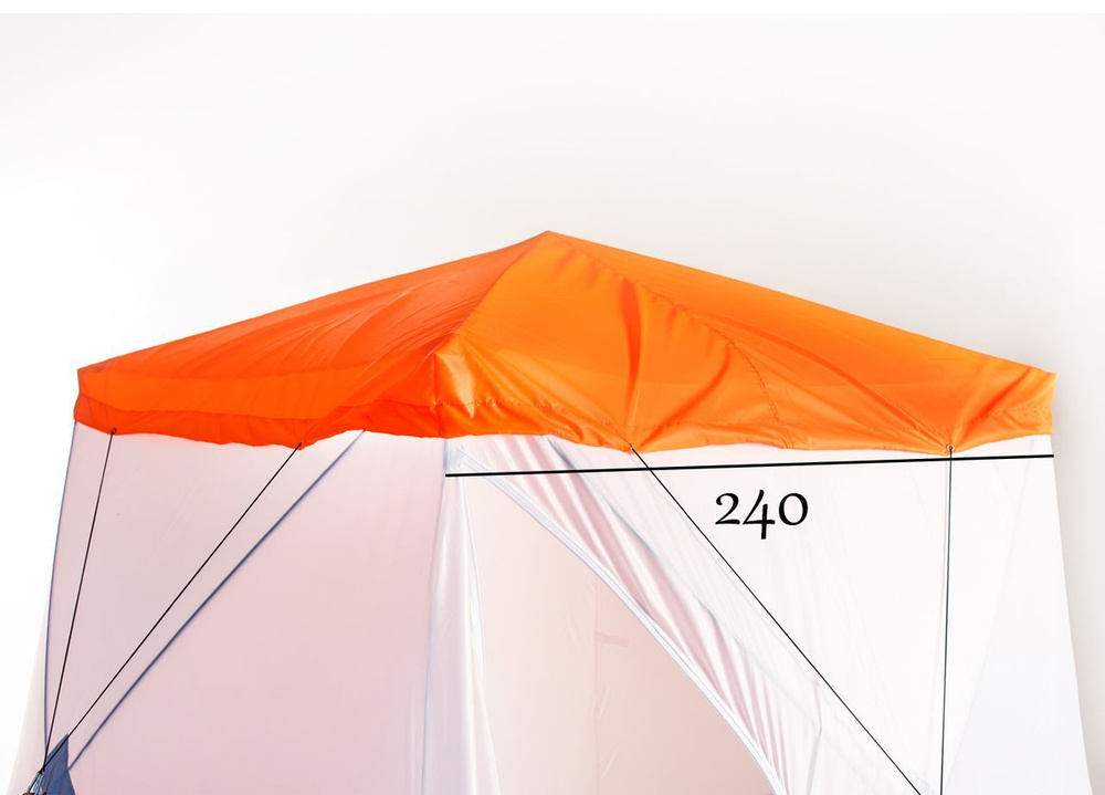 Антидождевая накидка "6 УГЛОВ" 240х240см размер по крыше, для зимней палатки куб, оранжевая  #1