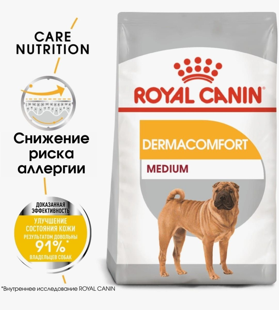 Корм Royal Canin Medium Dermacomfort для собак средних пород (11-25 кг) с раздраженной и зудящей кожей, #1