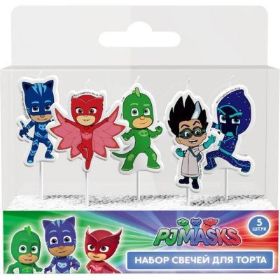 PJ Masks / Герои в масках Свечи для торта "5 шт. на пиках", 1 шт, 1 уп.  #1