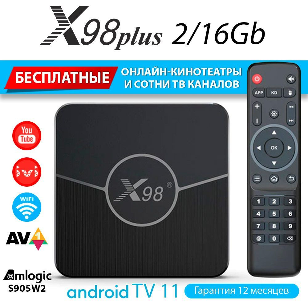 Медиаплеер X98 plus 2GB/16GB (Amlogic S905W2) ТВ приставка Android 11 (с настройкой)  #1