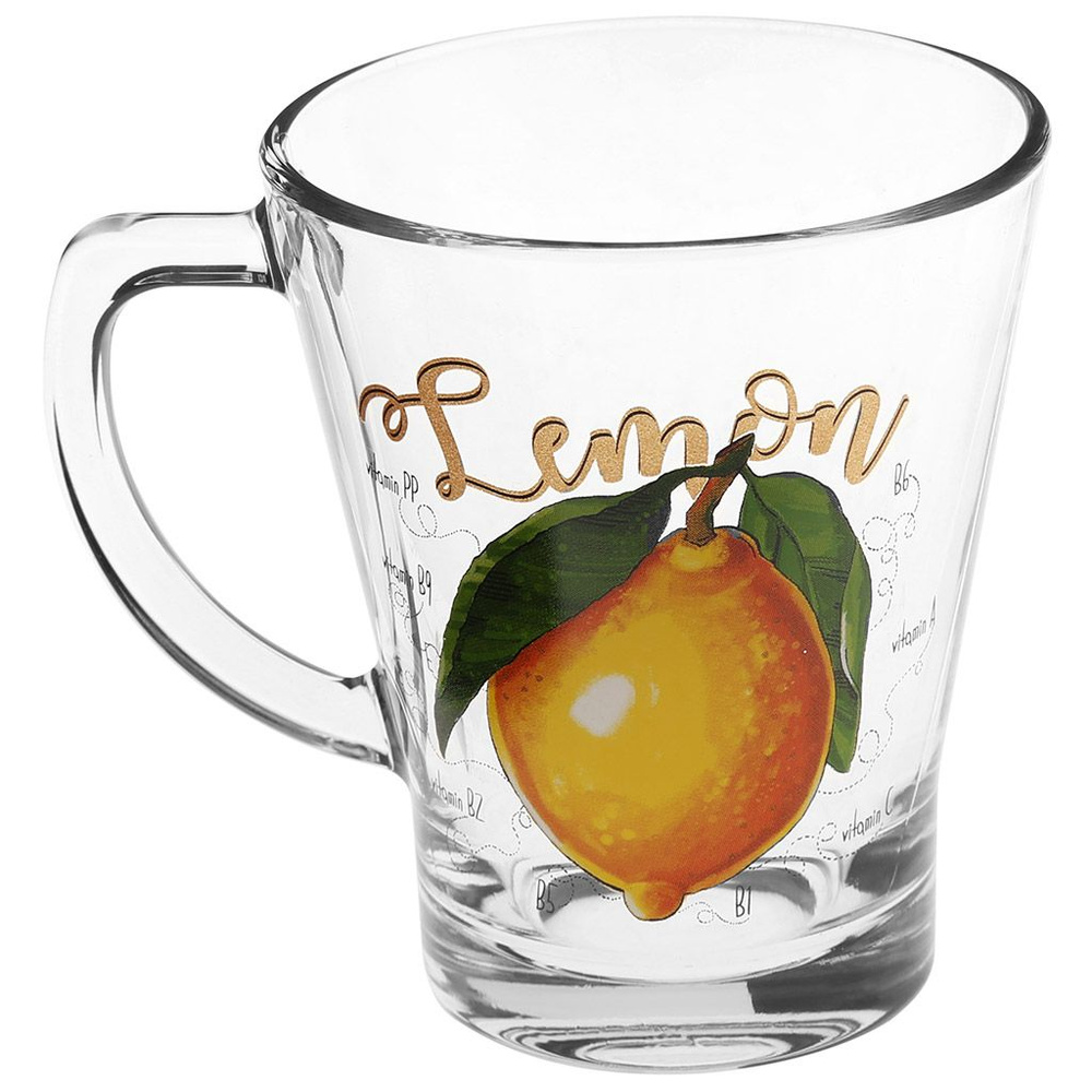 Кружка стеклянная "Полезный лимон" 300мл, д9см, h10,6см #1
