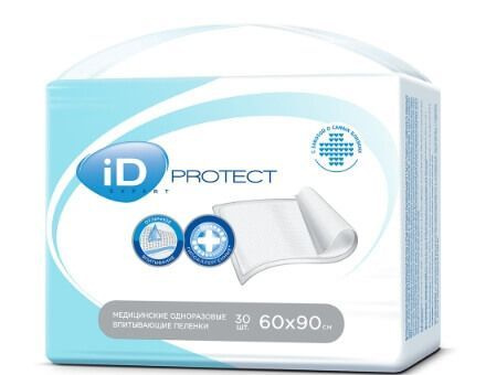 Пеленки одноразовые впитывающие ID PROTECT EXPERT р. 60x90 уп. 30шт  #1