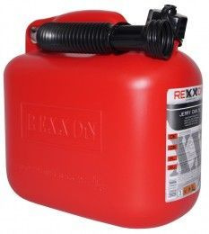 Канистра для бензина, ГСМ 5 л с лейкой, пластик, красный - Rexxon 811563  #1