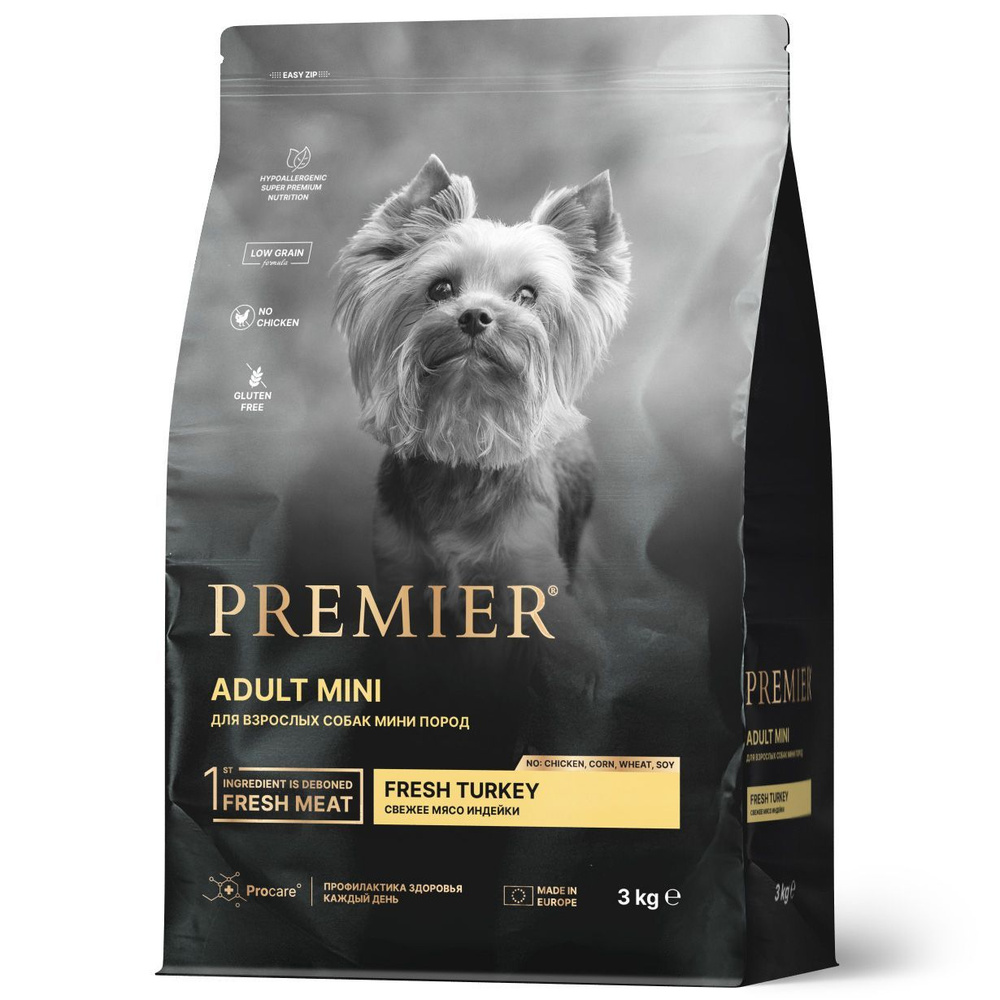 Сухой корм Premier Dog Turkey ADULT Mini из свежего мяса индейки для собак мелких пород 3 кг  #1