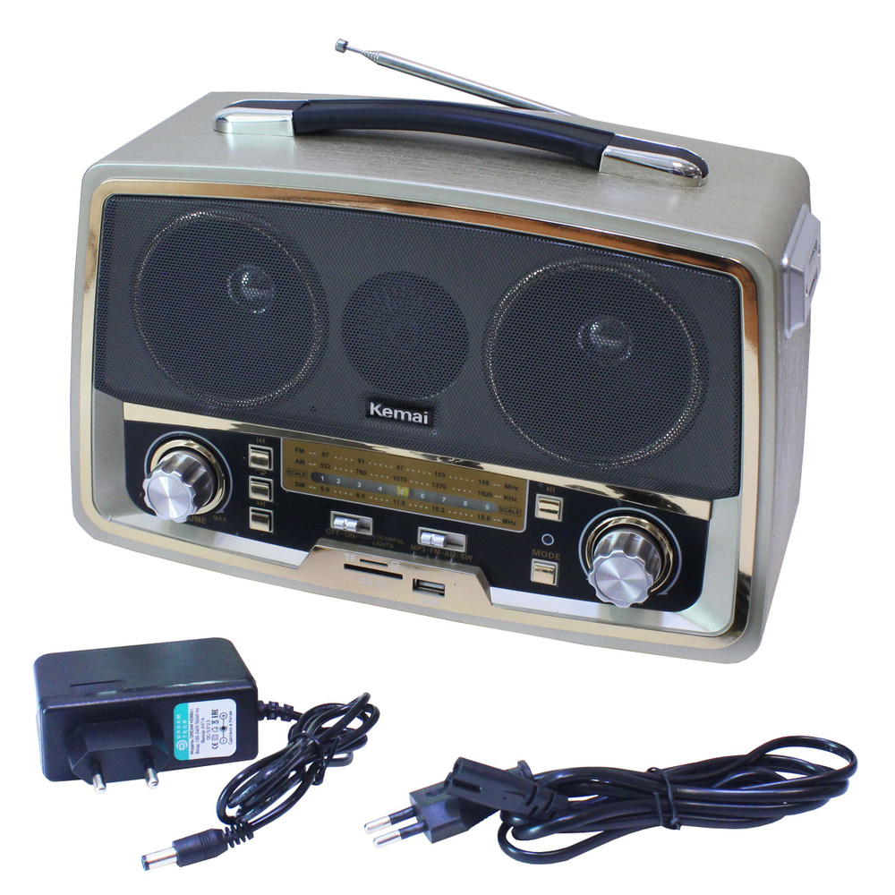Bluetooth радиоприемник в стиле "Ретро" Kemai MD-1701BT Gold (с блоком питания DC 6V 1А в комплекте) #1