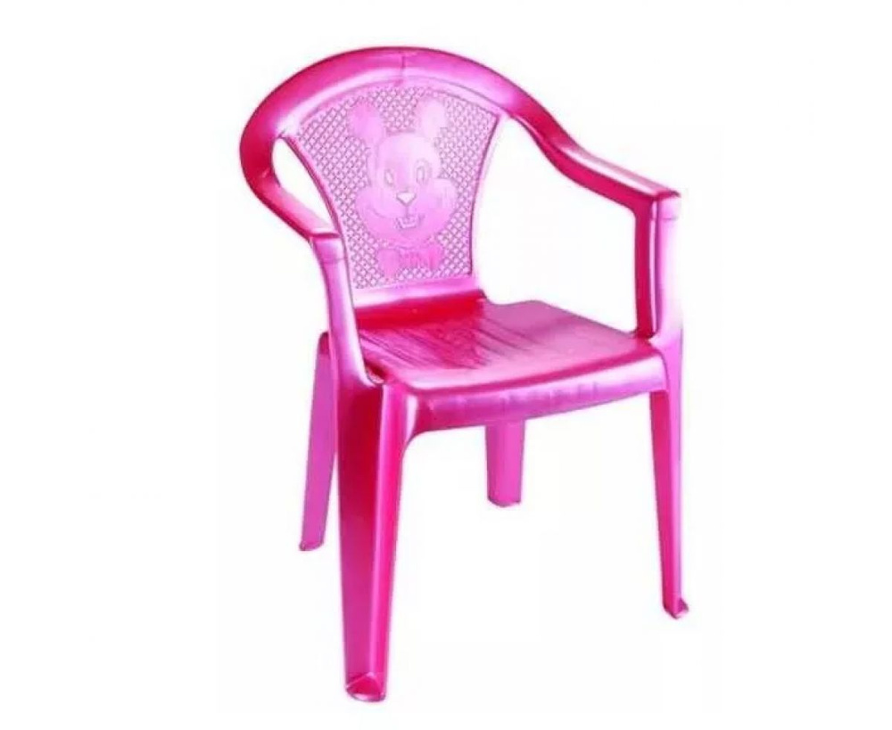 Кресло пластиковое детское Розовый 37х36 h54см с широкой спинкой  #1