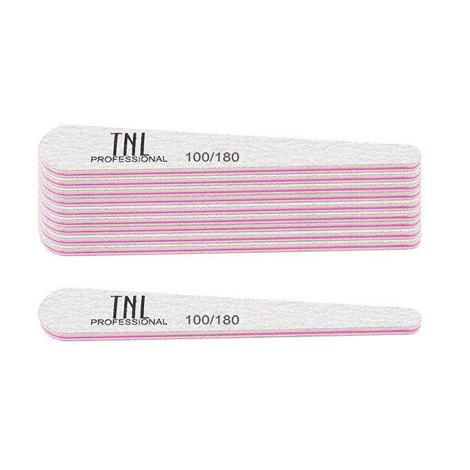 TNL, набор пилок для ногтей зауженная mini 100/180 высокое качество (серые), 10 шт  #1