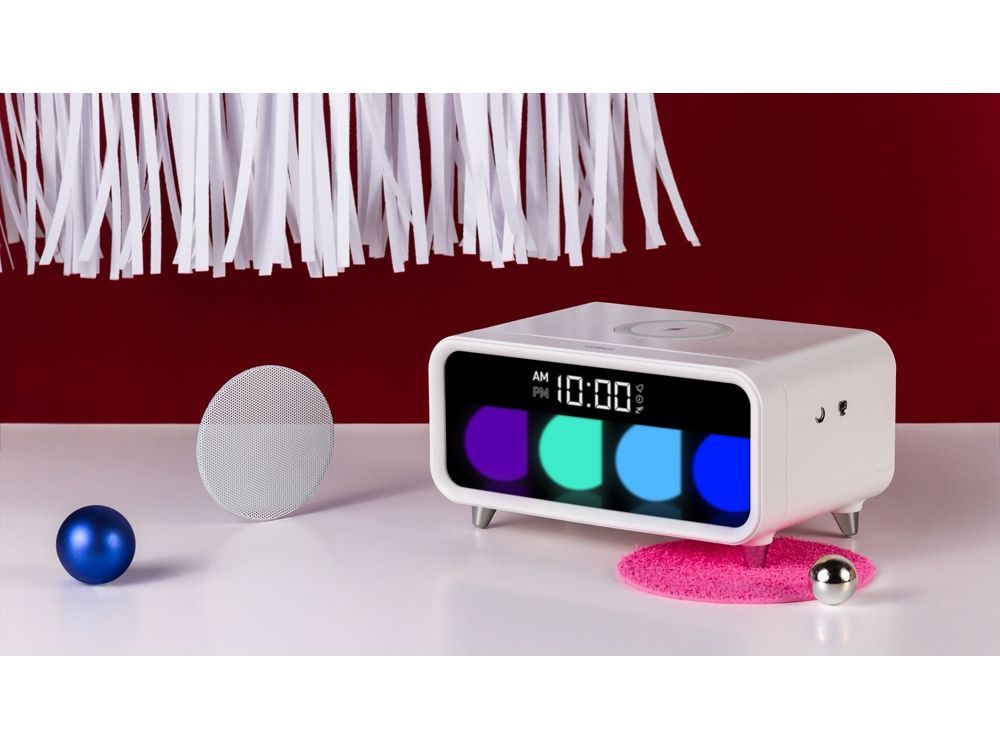 Настольные часы + беспроводная зарядка Rombica Timebox 1 белый, многоцветная RGB-подсветка, LED-лампа, #1