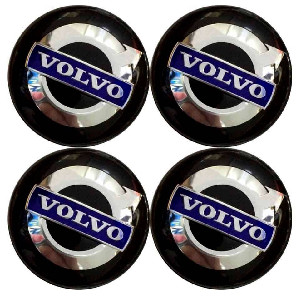 Колпачки на литые диски 63/58/12 мм - 4 шт / Заглушки ступицы Volvo черные  #1