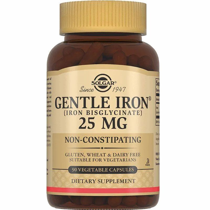 Solgar, Gentle Iron "Легкодоступное железо", 25 мг, 90 капсул #1