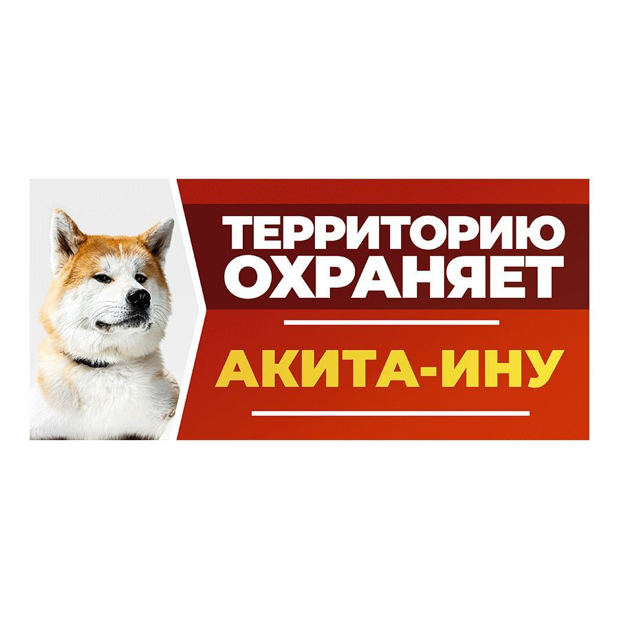 Табличка, DANGER DOG, Акита-ину, на забор, 30см х 14см #1