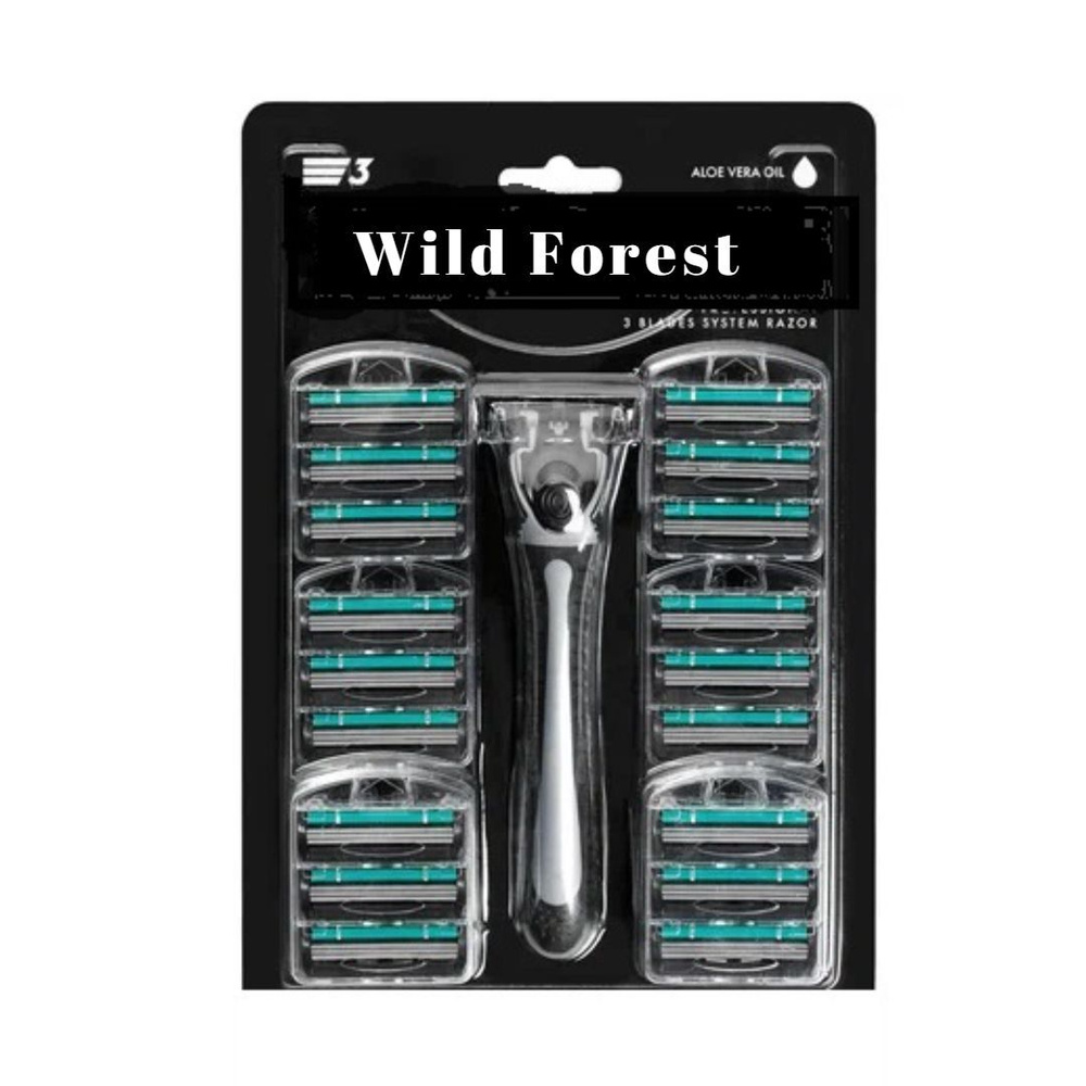 Набор для бритья Wild Forest PROFESSIONAL 3 BLADES RAZOR Станок TTP 3 + 25 сменных кассет  #1