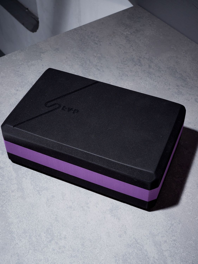 Блок для йоги LVP, размер 23х15х7.5 см, цвет черно-фиолетовый, 1 шт.  #1