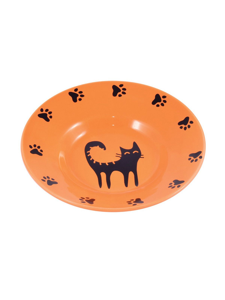 Миска керамическая блюдце для кошек 140 мл оранжевая, Mr.Kranch  #1