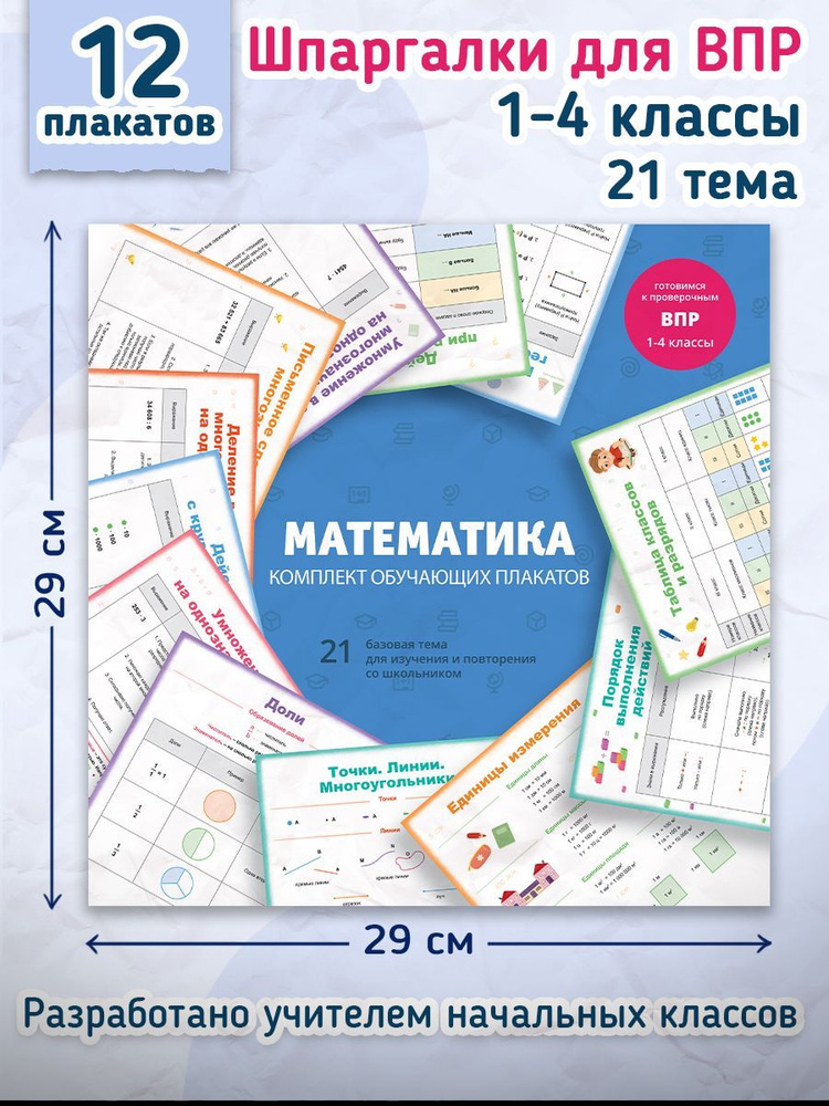 Серия "Комплект обучающих плакатов" МАТЕМАТИКА, 29х29см 12л.  #1