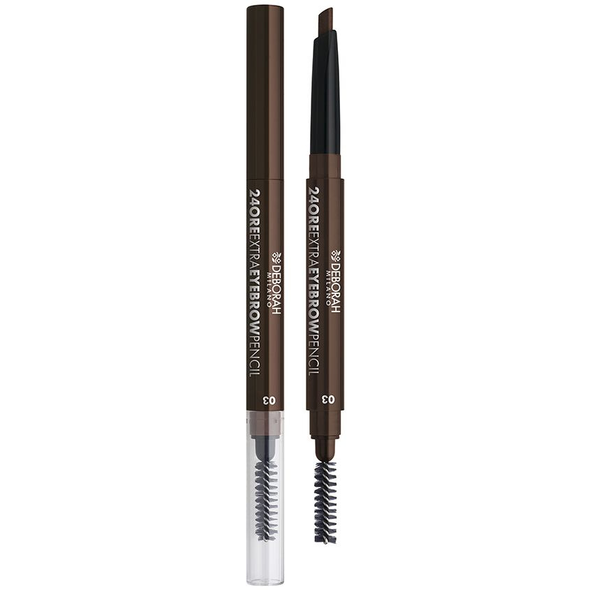 Карандаш для бровей DEBORAH 24ORE EXTRA EYEBROW PENCIL стокий тон 03 темный  #1