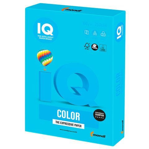 Бумага цветная IQ color, А4, 160 г/м2, 250 л., светло-синяя интенсив, AB48  #1