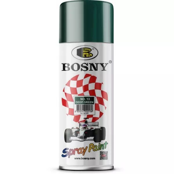 Bosny Аэрозольная краска, Акриловая, Глянцевое покрытие, 0.400 л, 0.300 кг, темно-зеленый  #1