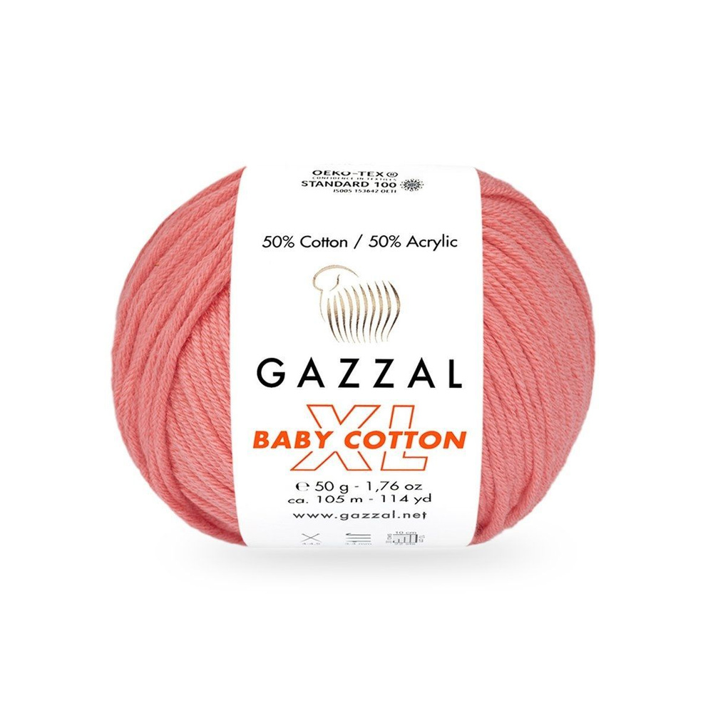 Пряжа Gazzal Baby Cotton XL (3435) Цвет - Розовый коралл #1