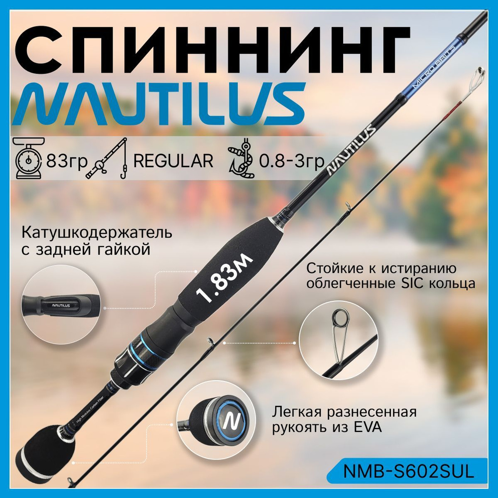 Спиннинг Nautilus MICRO BAITS NMB-S602SUL 1.83м 0.8-3гр #1