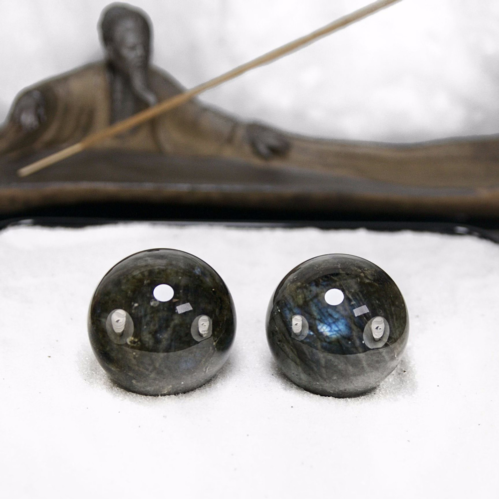 Массажные шары Баодинг Лабрадор - диаметр 40-42 мм, натуральный камень, 2 шт - для стоунтерапии, здоровья #1