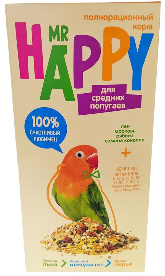 Mr.Happy корм для средних попугаев, 400 г #1