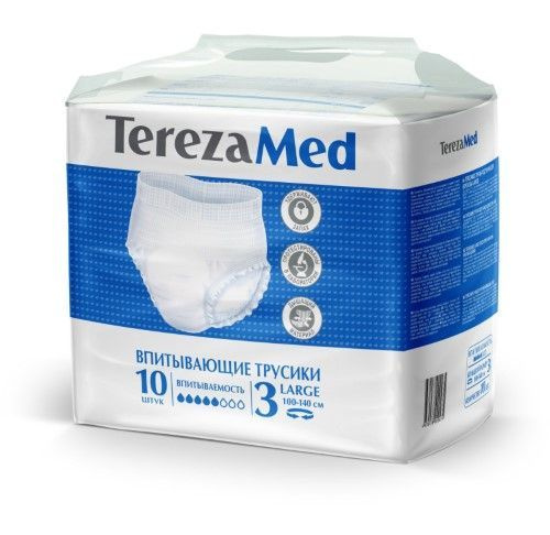 Подгузники-трусы TerezaMed для взрослых размер 3 L (100-135 (140см) 5 капель 10 шт  #1