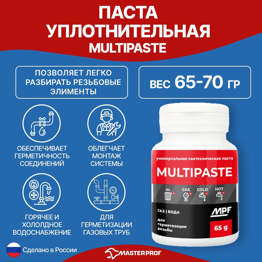 Паста уплотнительная универсальная (вода, газ, 65-70 гр.) MULTIPASTE  #1