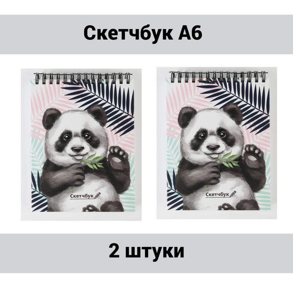 ArtFox Скетчбук "Панда" А6, 80 л, 100 г/м, 2 штуки. #1