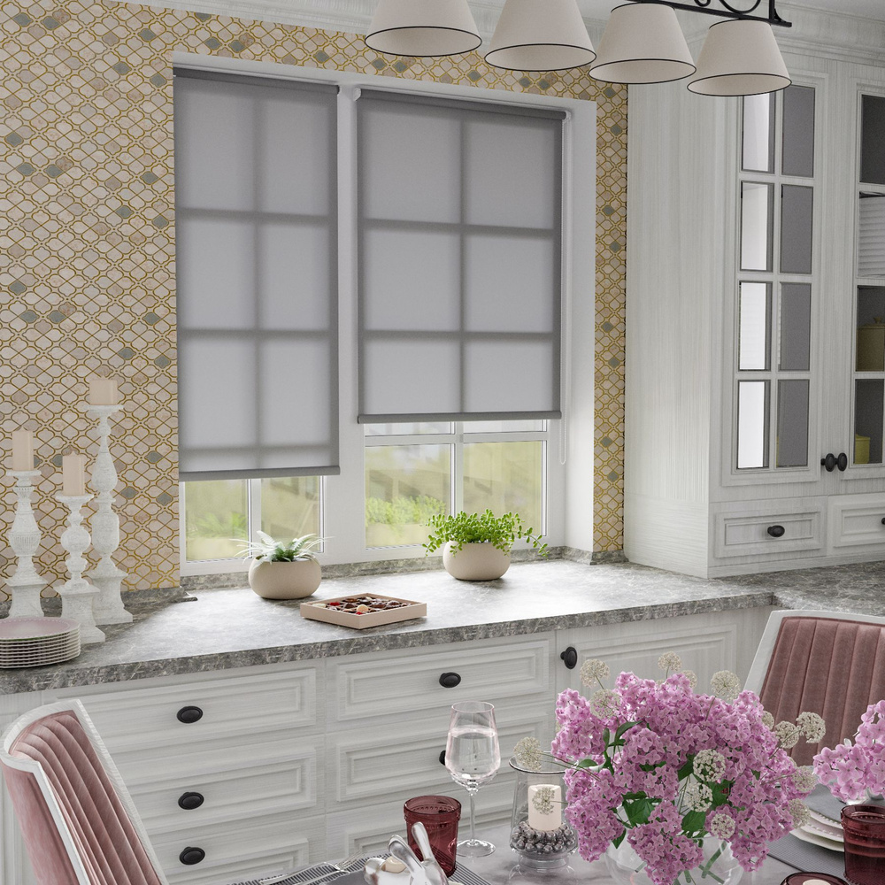 Рулонная штора PIKAMO однотонная 115*170 см, цвет: серый рулонные жалюзи шторы для комнаты спальни кухни #1